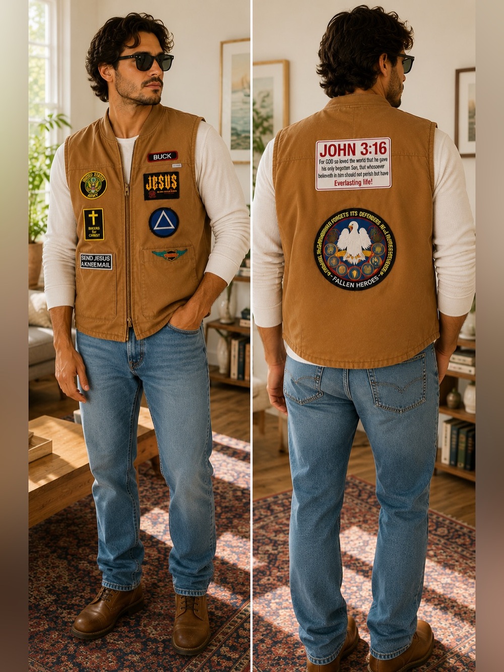 VTG Carhartt Union Made USA Duck Vest Large Sherpa Lined Biker Jesus Army